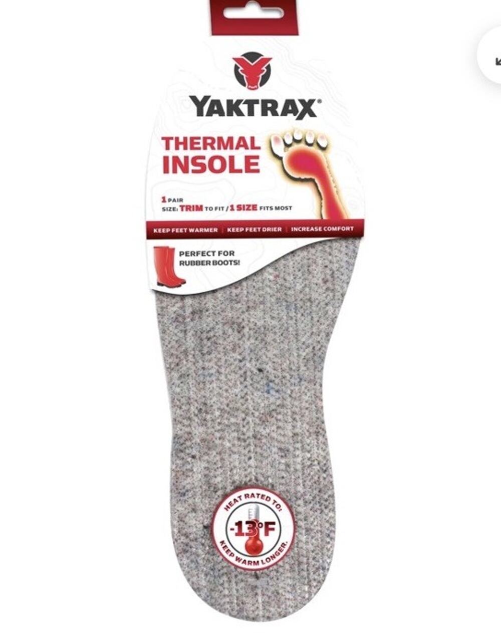 Yaktrax Thermal Insoles One Size NWT